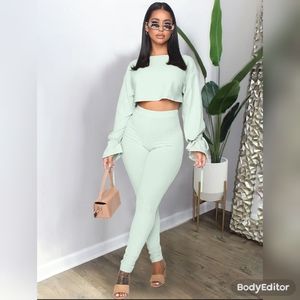 2 Piece Crop Top & High Waist Leggings